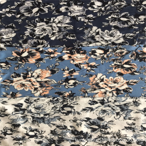 Ink Painting Style Rayon Big Floral Print Fabric